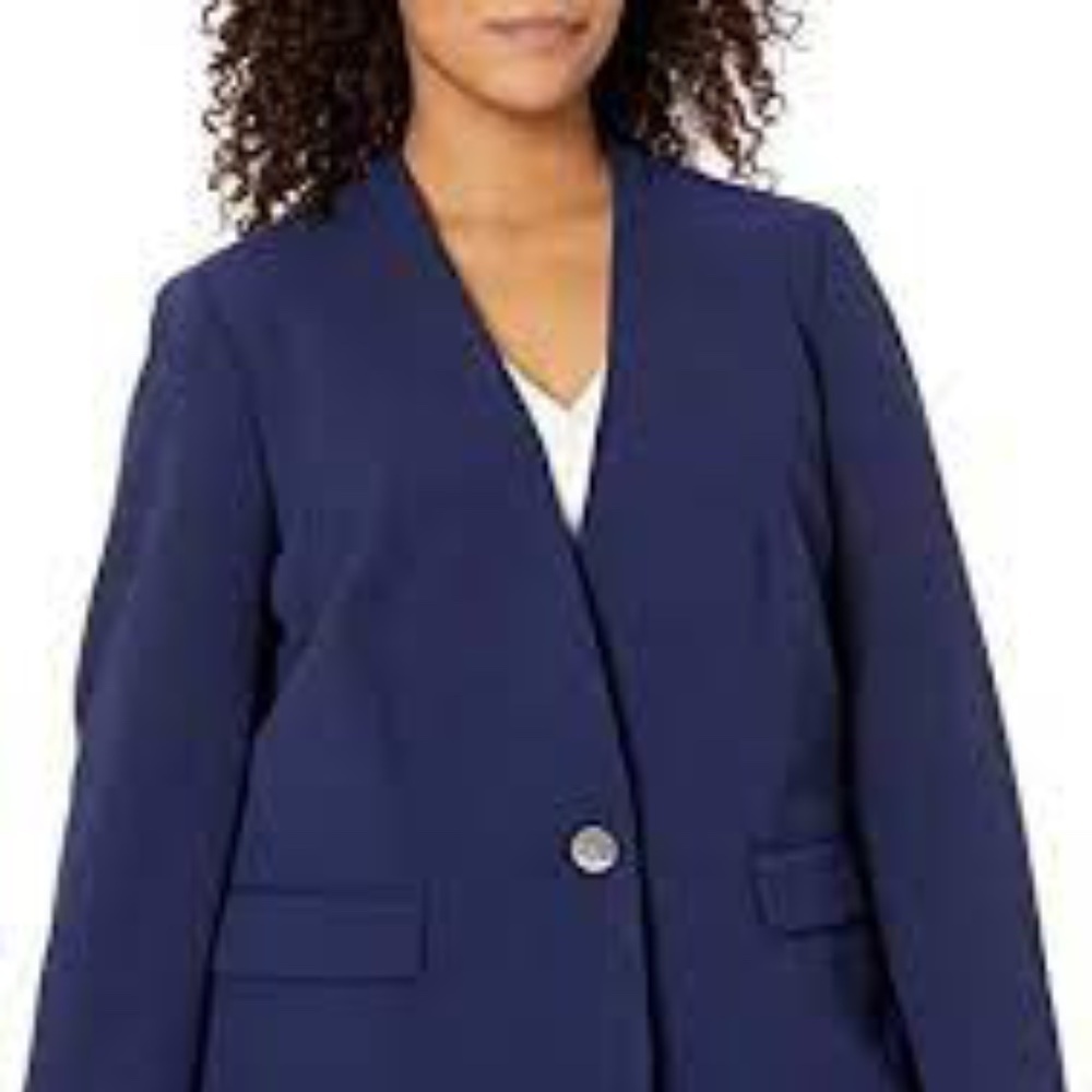 Nine West 1 Button Stand Collar Jacket